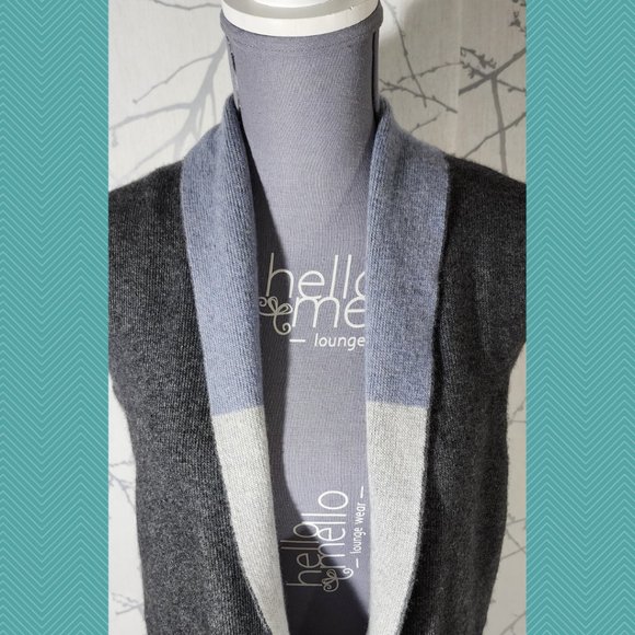 Benedetta B. Gray Merino Wool Blend Sleeveless Cardigan - Picture 2 of 5